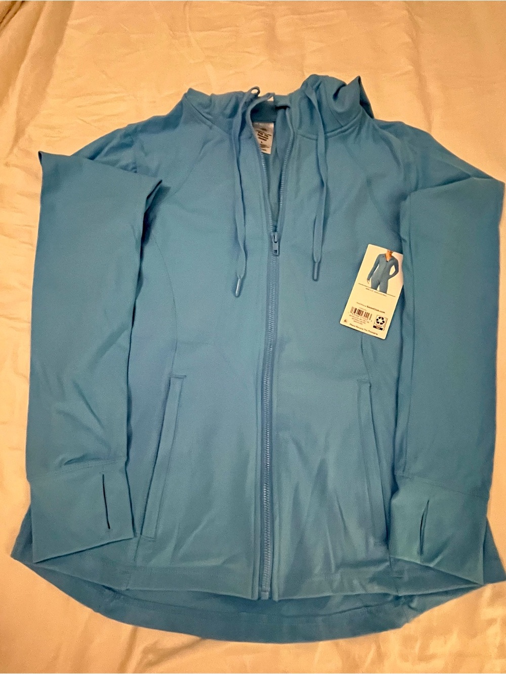 Women's Sky Blue Full-Zip Hooded Jacket